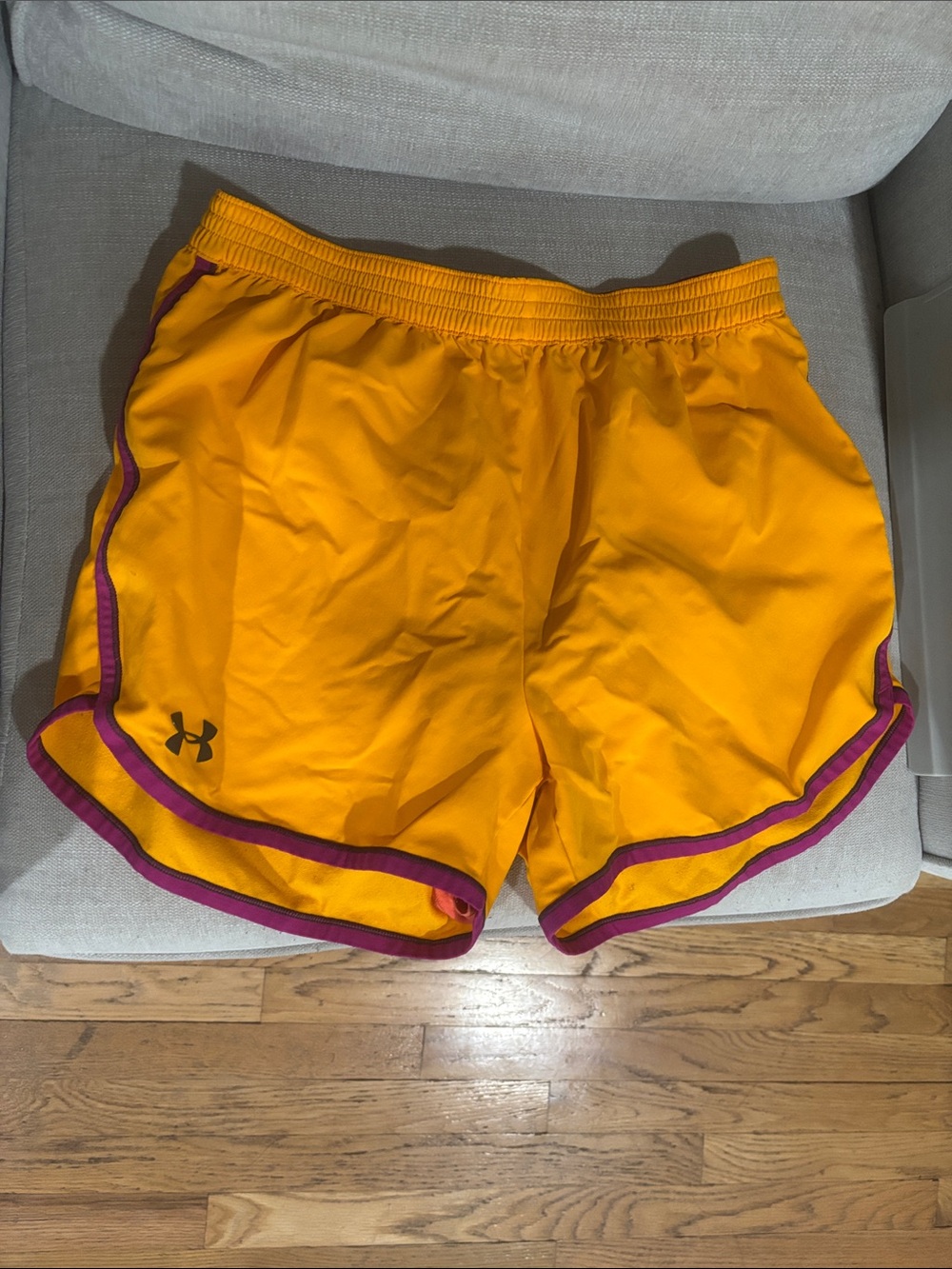 Under Armour Orange Women's Running Shorts with Pink Trim